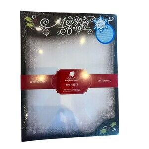 Christmas Holiday NEW Letterhead 80 Count Merry & Bright  Sz 8 1/2 x 11